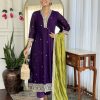 Women Silk Blend Kurti Pant Attached Dupatta Set